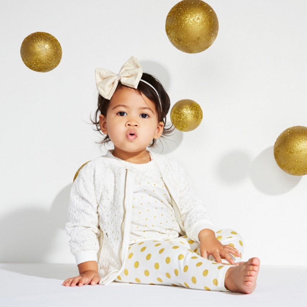 Kardashian Kids Baby Gold Polka Dot Set Size 6 M